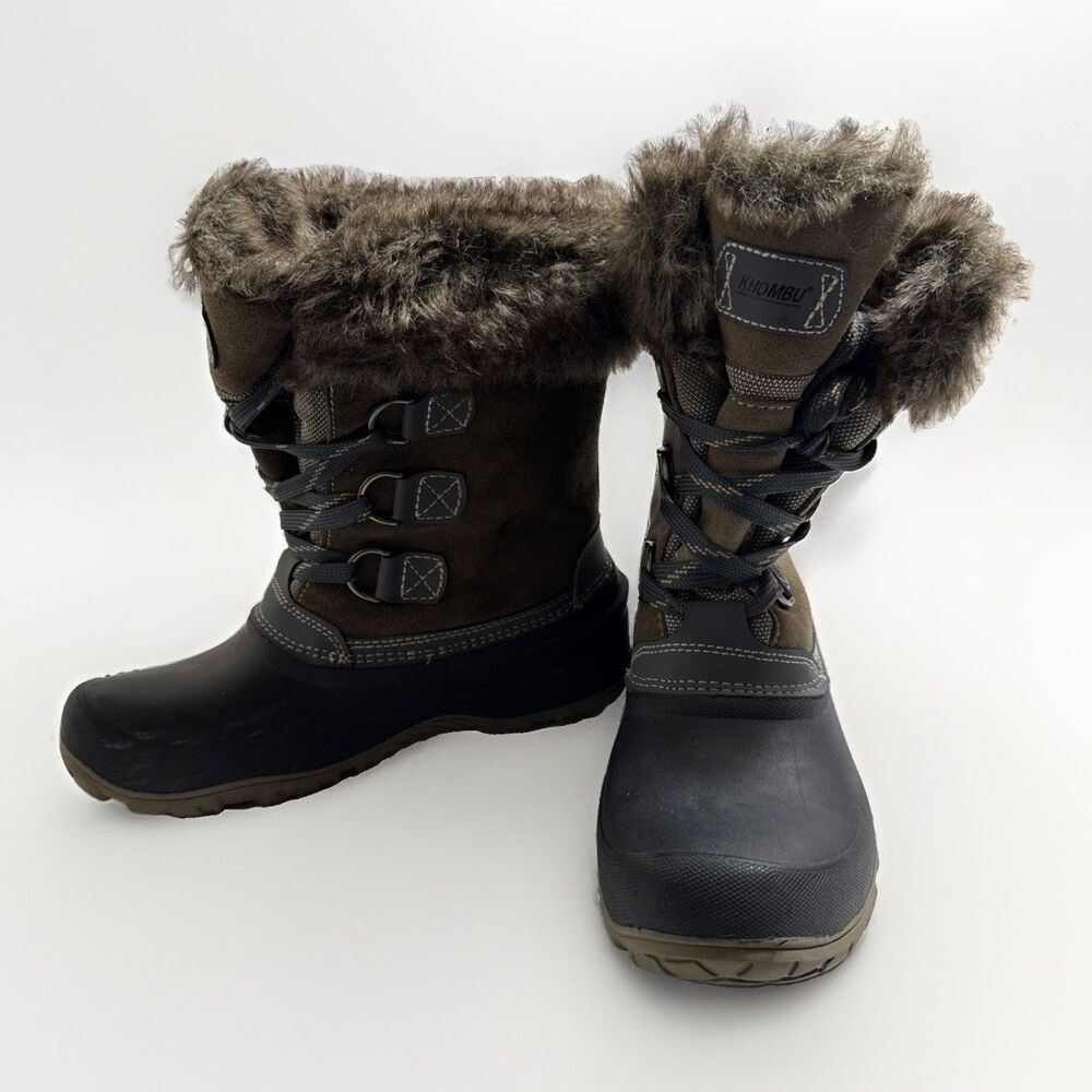 Khombu Slope Winter Boots Mens 8M Faux Fur Lined Waterproof Rubber Sole